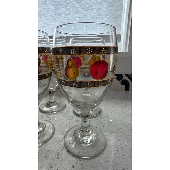 Set Of 8 Vintage Country Orchard 12 Ounce Water/wine Goblets By Block - Picture 4 of 4